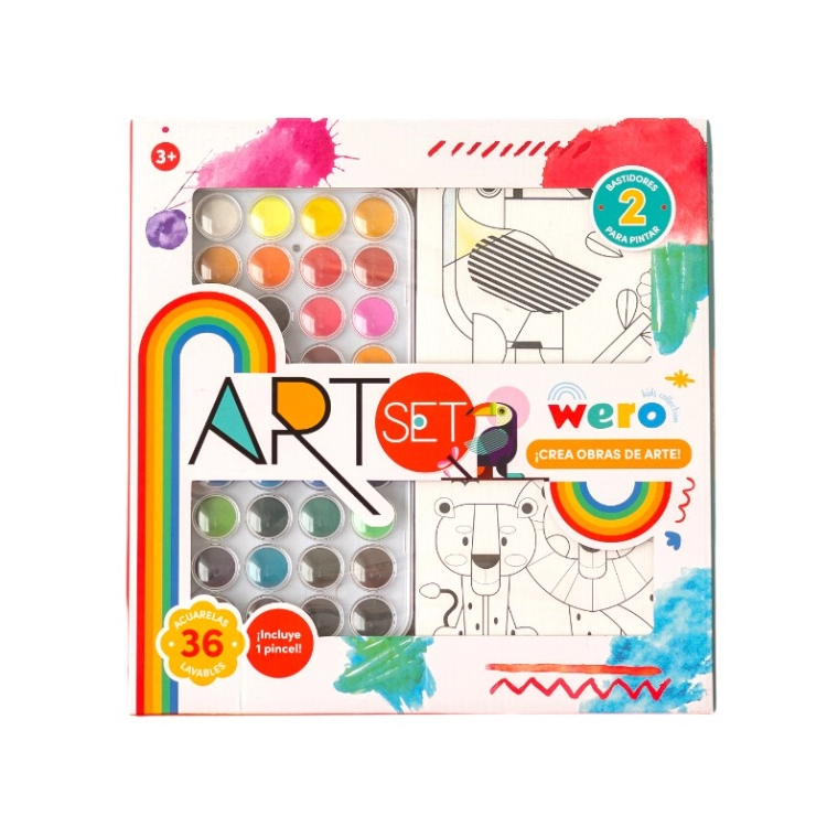 Acuarelas Wero Set x 36 + 2 Canvas Art.WE4200